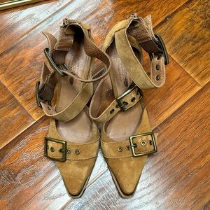 Jeffrey Campbell for Free People Brown Suede Buckle Strap Women's Shoes Size 9.5